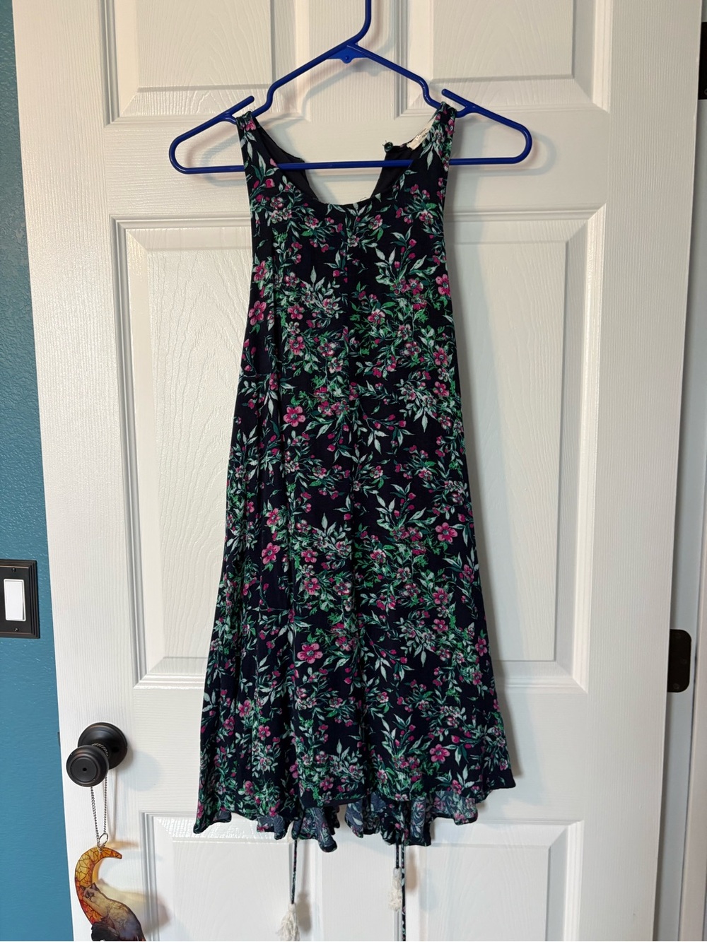 Free People Floral Swing Dress - Navy with Pink & Green